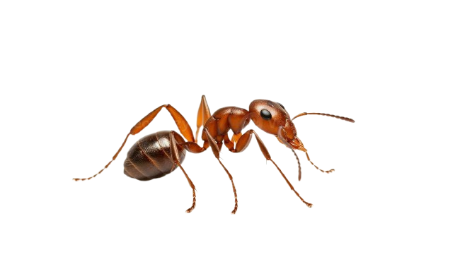Close-up of an ant isolated on white background – expert ant control services to protect homes and businesses from infestations